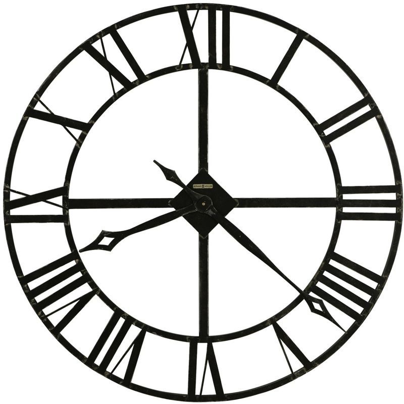 Oversized Dark Charcoal Gray Metal Wall Clock