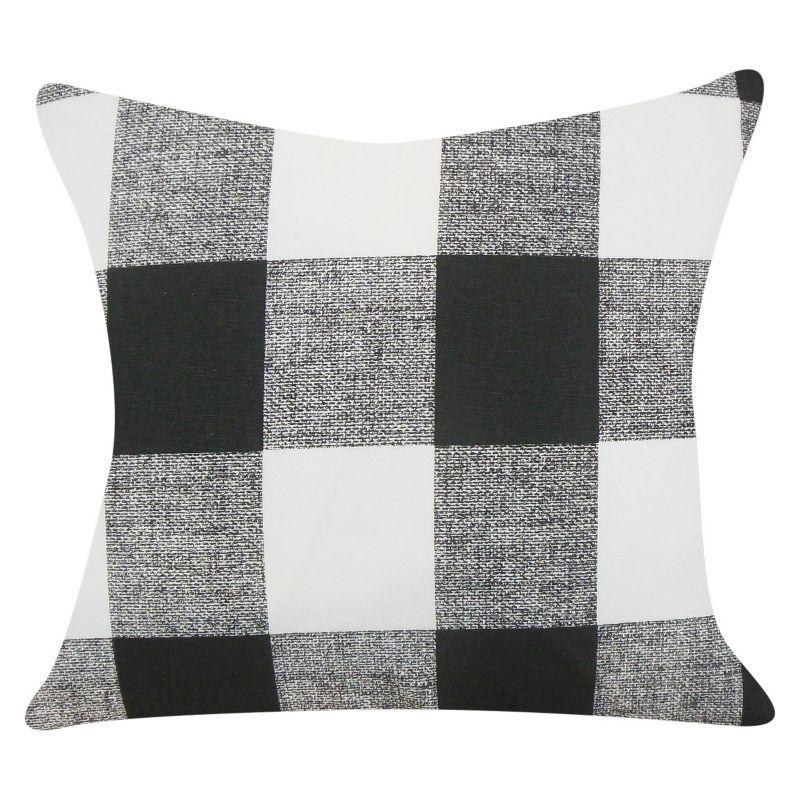 Black and White Buffalo Check 18" Square Throw Pillow