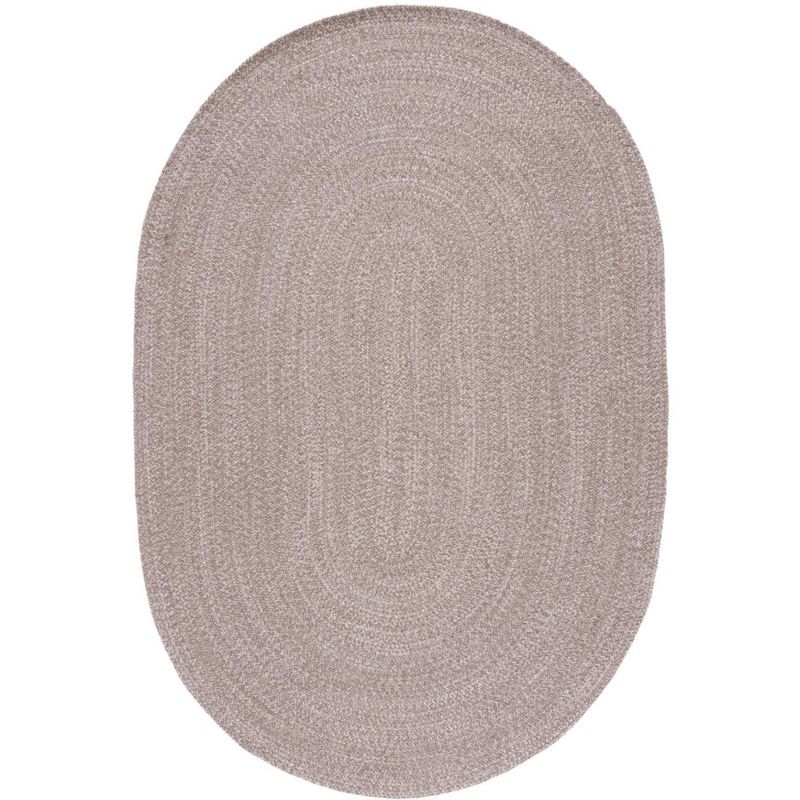 Ivory and Beige Braided Cotton Oval Area Rug 4' x 6'