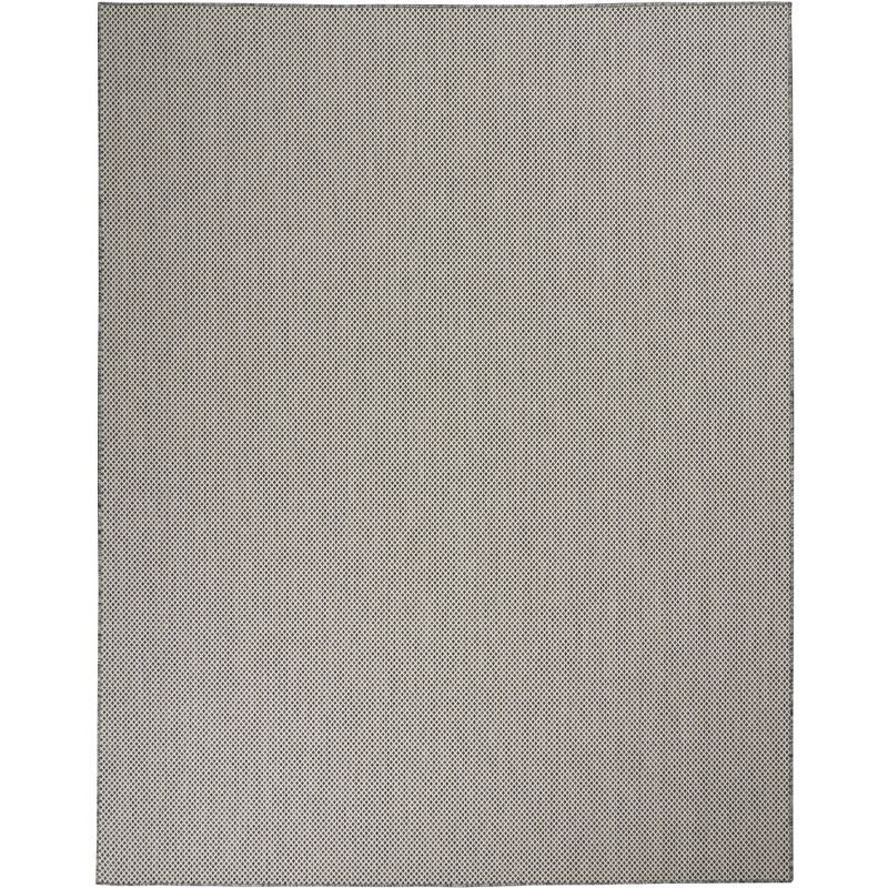 Ivory Charcoal Geometric 7'x10' Easy-Care Outdoor Rug