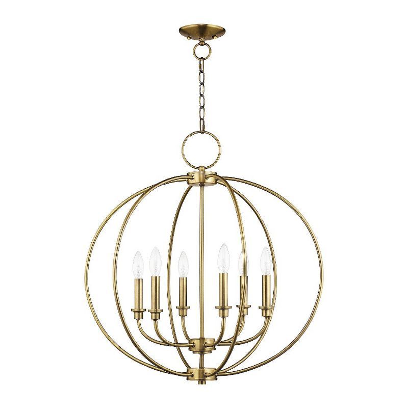Antique Brass Orb Silhouette 6-Light Candelabra Chandelier