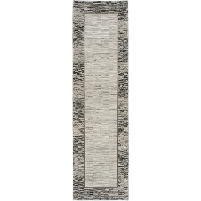 Desire 26" Grey Black Abstract Synthetic Area Rug