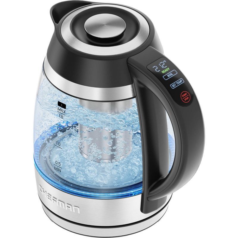 Chefman 1.8L Stainless Steel and Glass Electric Kettle with LED Display