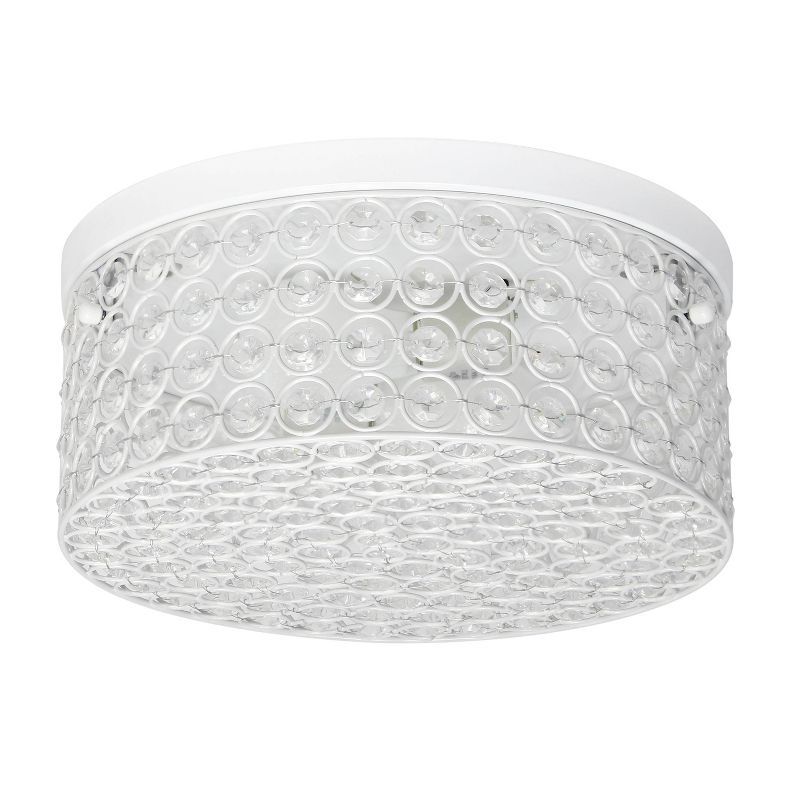 White Crystal Barrel Shade Ceiling Light