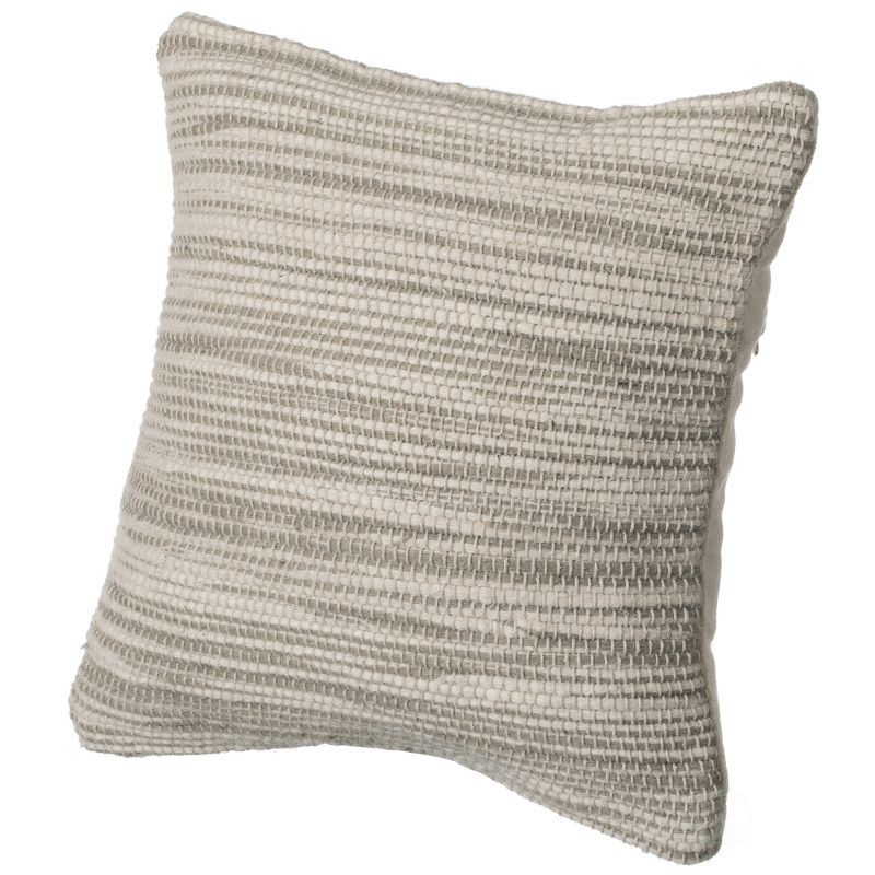 Beige Handwoven Cotton Euro Throw Pillow with Knit Texture