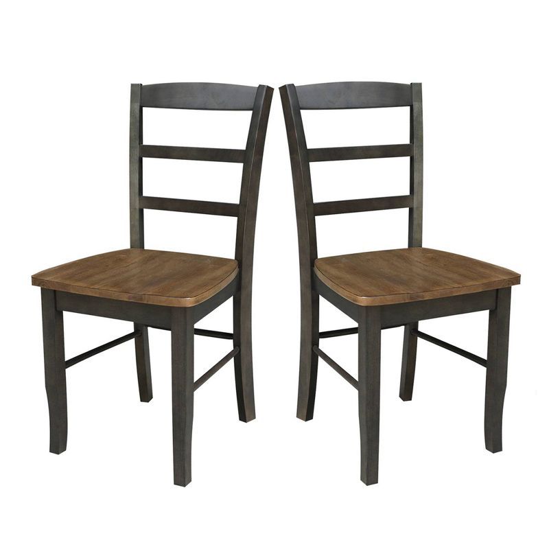 Set of 2 Hickory Washed Coal High Ladderback Side Chairs