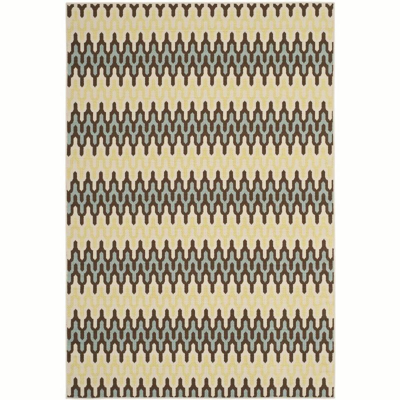 Hampton Light Blue and Green Geometric Outdoor Area Rug