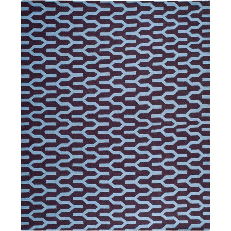 Purple and Blue Geometric Wool 8' x 10' Area Rug