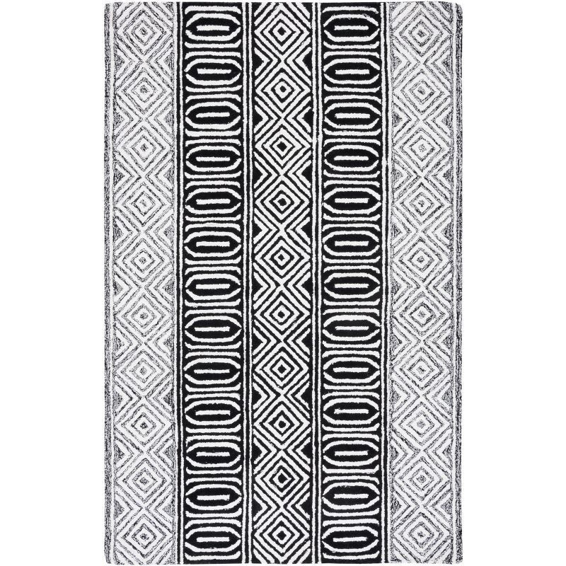 Capri Black and Ivory Hand-Tufted Wool 4' x 6' Area Rug