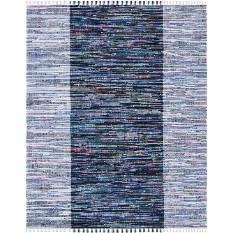 Handwoven Charcoal Harmony 8' x 10' Flatweave Cotton Rag Rug