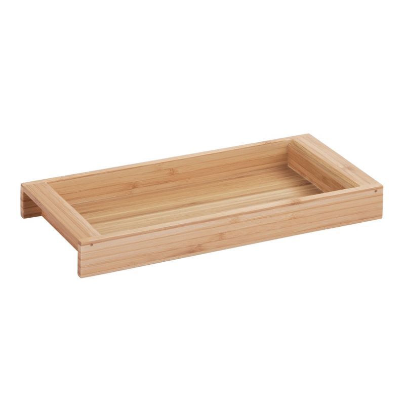 Natural Bamboo Rectangular Vanity Storage Tray Organizer