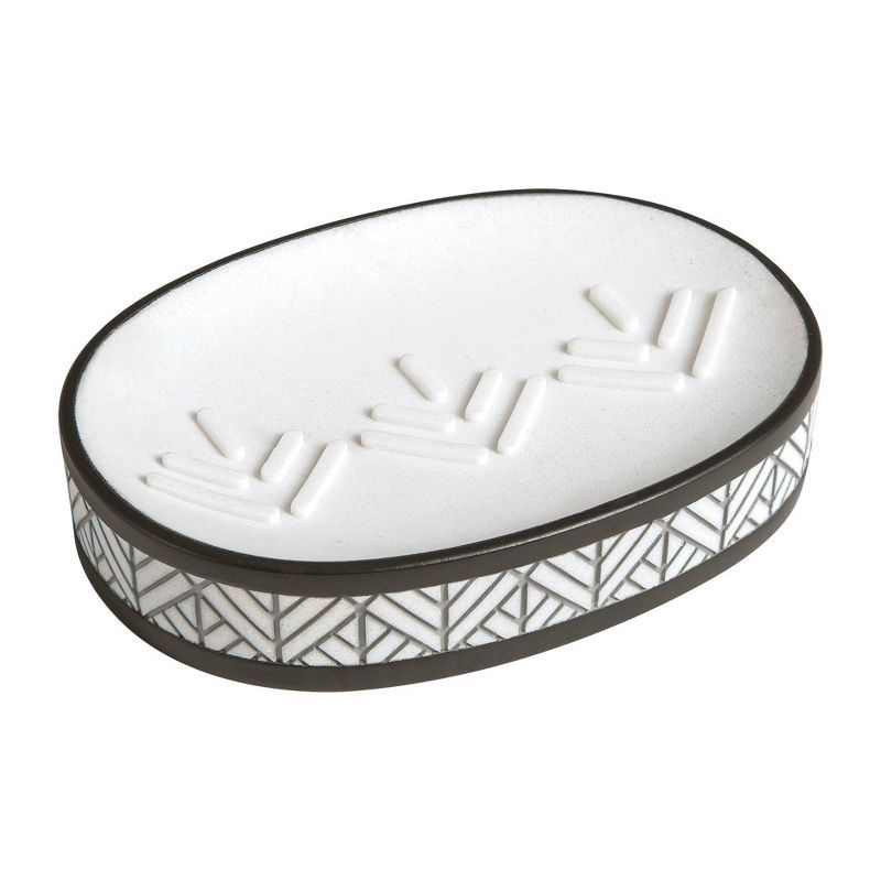 Shelby White and Black Resin Geometric Soap Dish