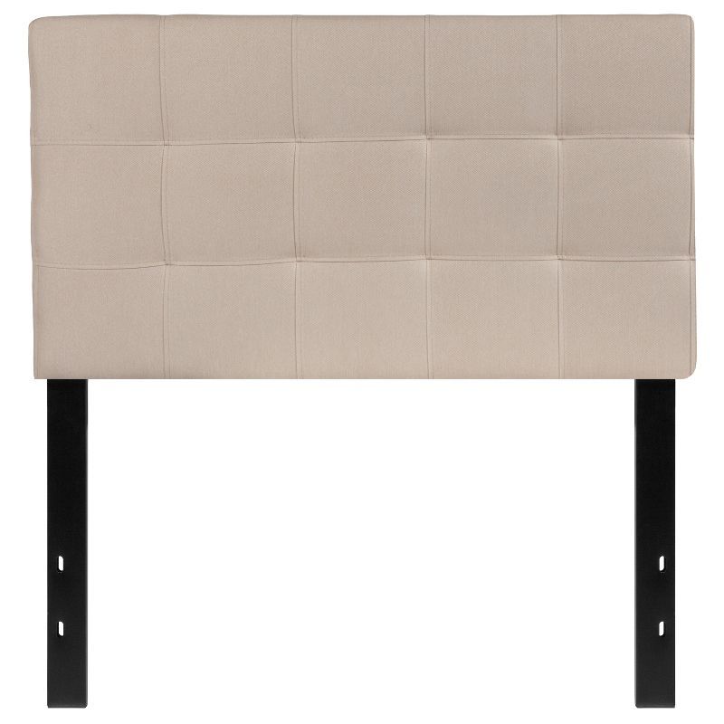 Beige Twin Quilted Tufted Upholstered Headboard with Metal Legs