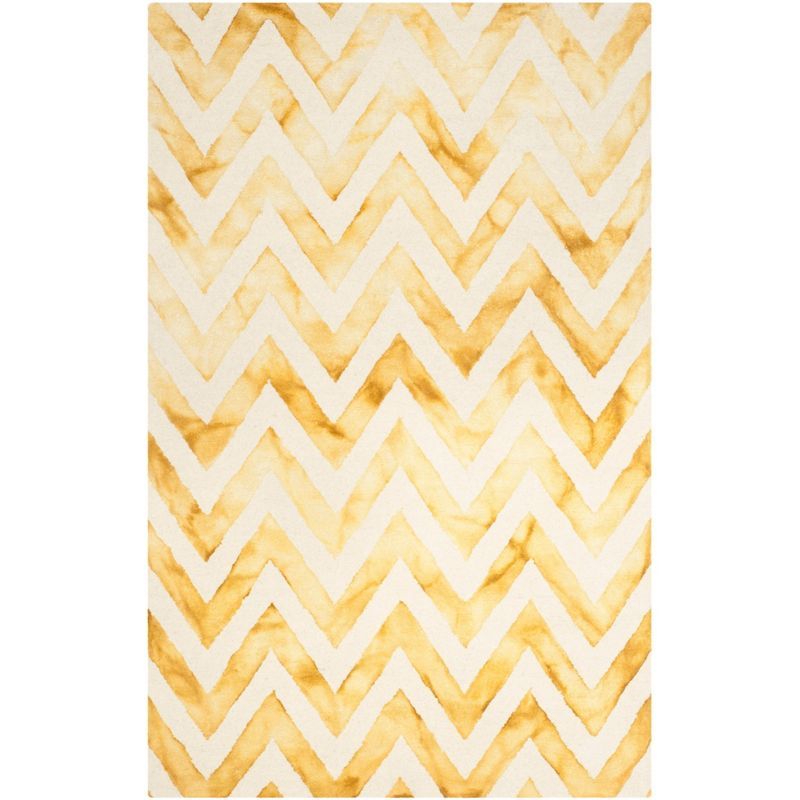 Ivory and Gold Hand-Tufted Wool Rectangular Area Rug