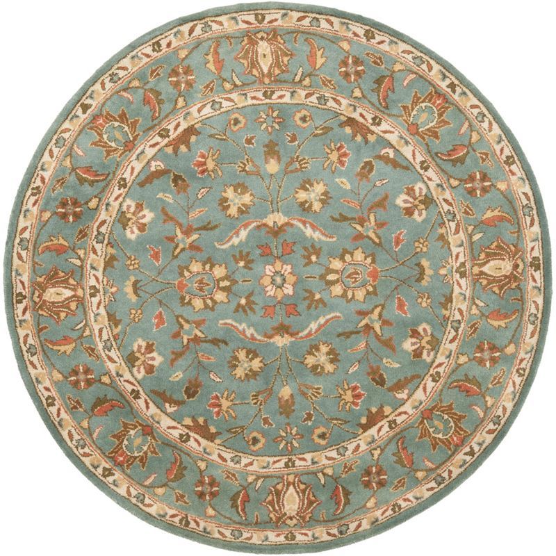 Blue Round Hand-Tufted Wool Area Rug, 6'