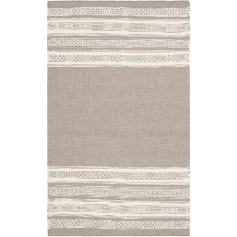 Handmade Light Brown Wool Flat Woven Rectangular Rug