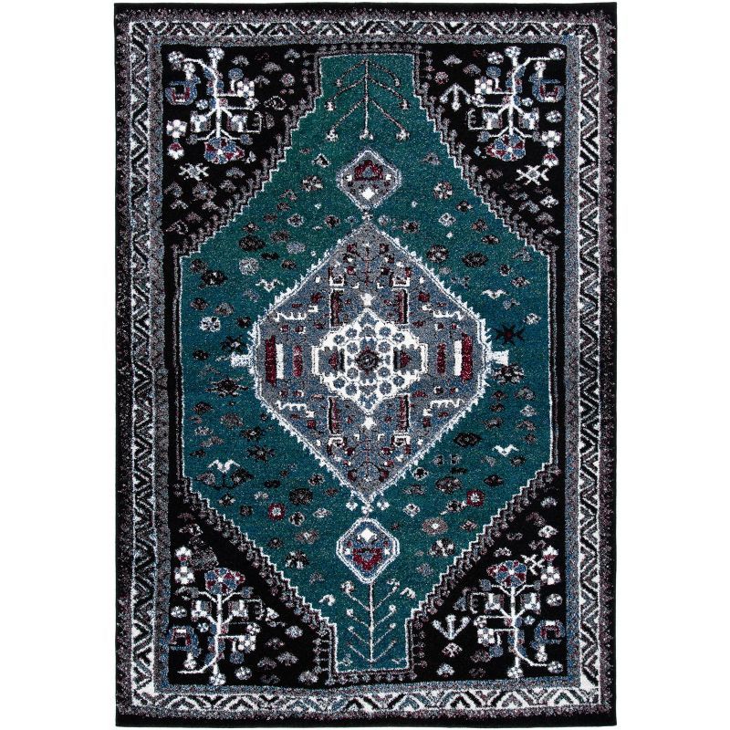 Hand-Knotted Black Synthetic Round Rug - Stain-Resistant