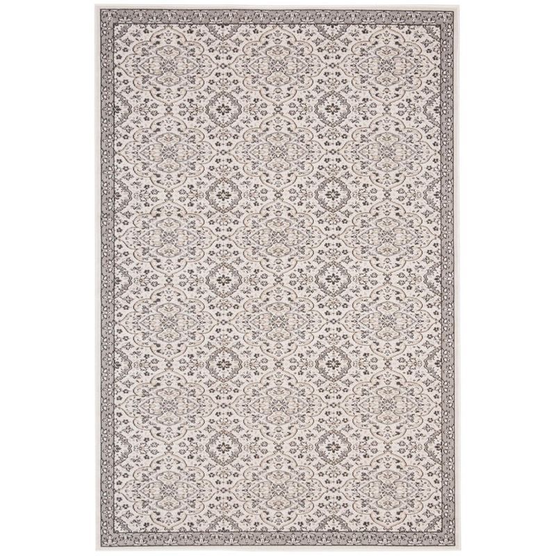 Ivory and Grey Medallion Synthetic Indoor/Outdoor Area Rug