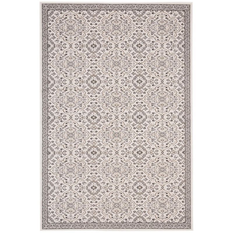 Elegant Gray 4' x 6' Synthetic Rectangular Easy-Care Area Rug