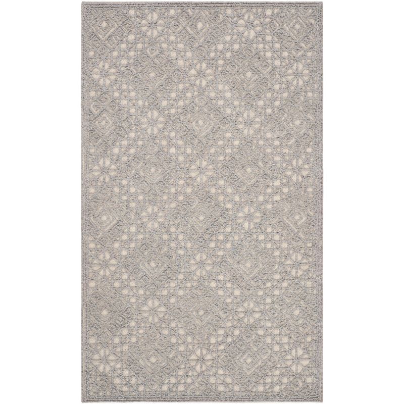 Handmade Grey Wool Rectangular Tufted Area Rug, 3' x 5'