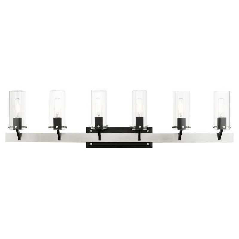 Beckett Brushed Nickel 6-Light Vanity with Clear Square Glass