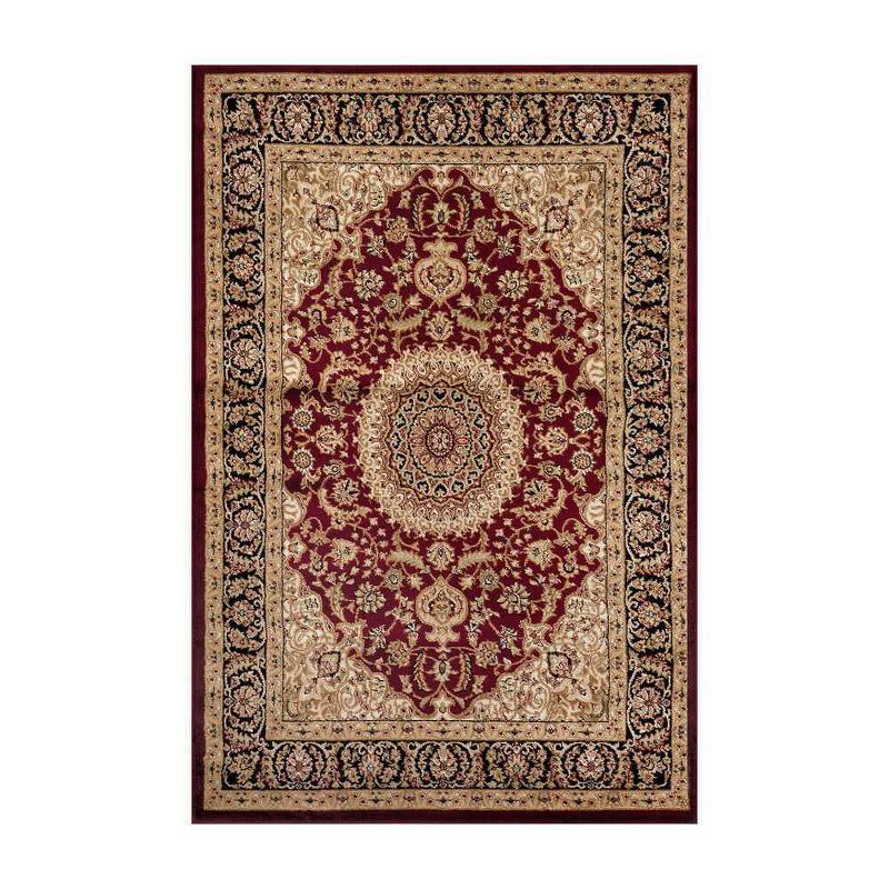 Elegant Red Medallion 8' x 10' Easy-Care Synthetic Area Rug