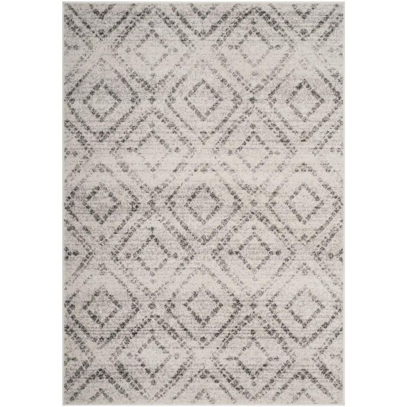 Reversible Rectangular Gray Synthetic Easy Care Area Rug