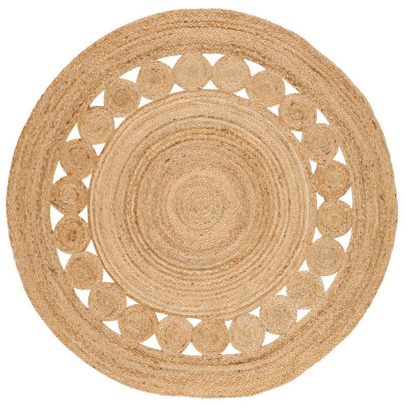 Handmade Round Natural Jute Area Rug, 4' Diameter