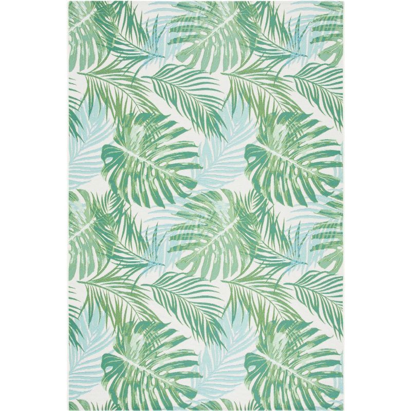 Tropical Paradise Green & Teal Synthetic Area Rug 6'6"x9'4"