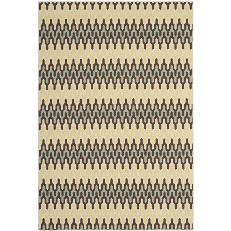 Light Blue and Green Geometric Outdoor Area Rug