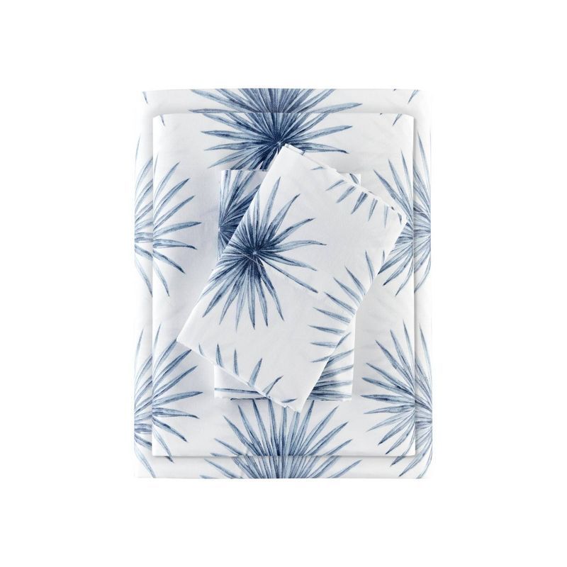 Blue Palmetto Cotton Percale Full Sheet Set