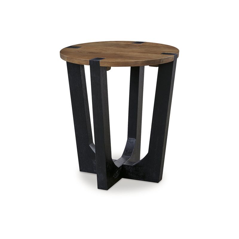 Round Black and Brown Mango Wood End Table