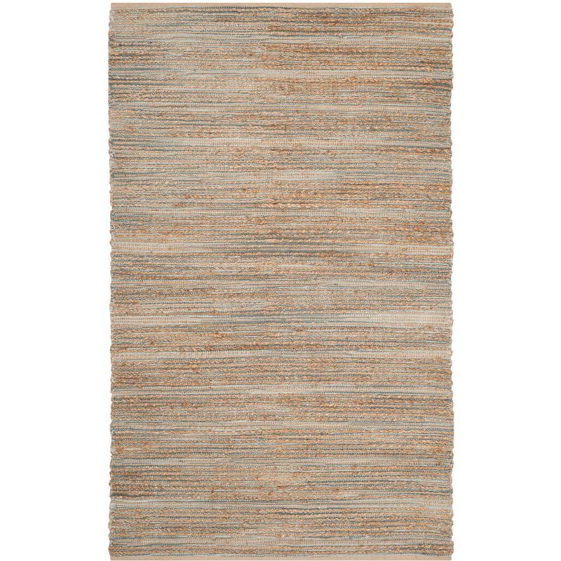 Cape Cod Blue and Beige Handwoven Cotton Area Rug 4' x 6'