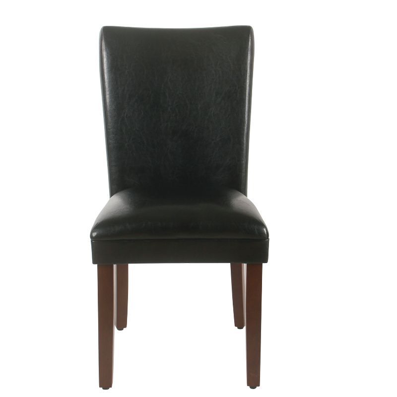 Black Faux Leather Upholstered Parsons Side Chair with Wood Legs