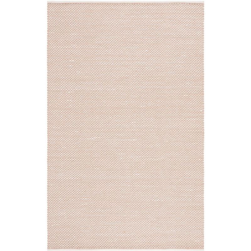 Beige Handwoven Wool 4' x 6' Rectangular Area Rug