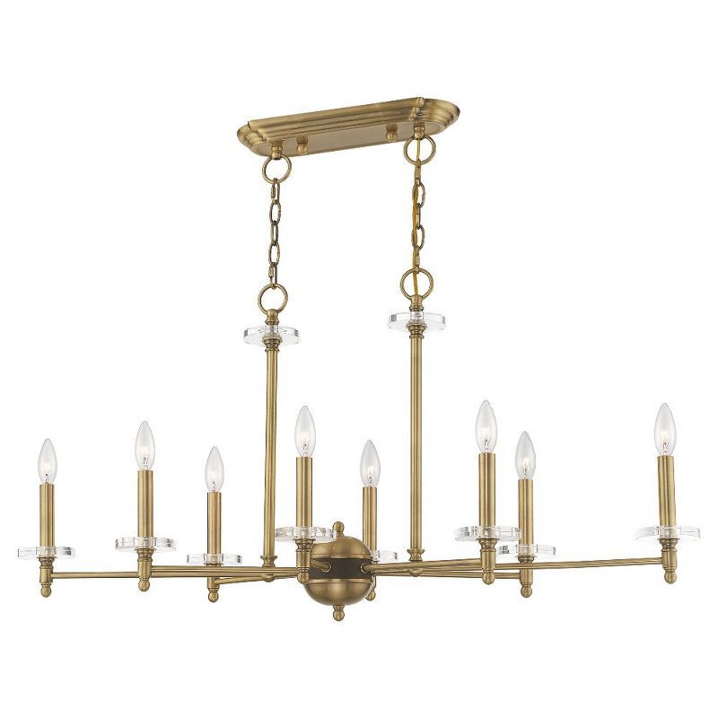 Antique Brass 8-Light Chandelier with Clear Crystal Bobeches
