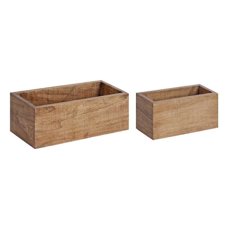 Domio Rustic Brown Wood Wall Pocket Organizer Set