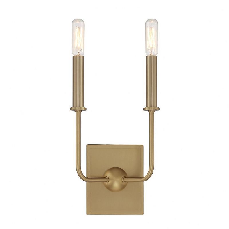 Warm Brass 2-Light Dimmable Wall Sconce