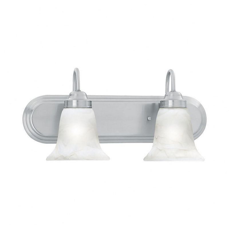 Homestead Brushed Nickel 2-Light Vanity with White Alabaster Glass