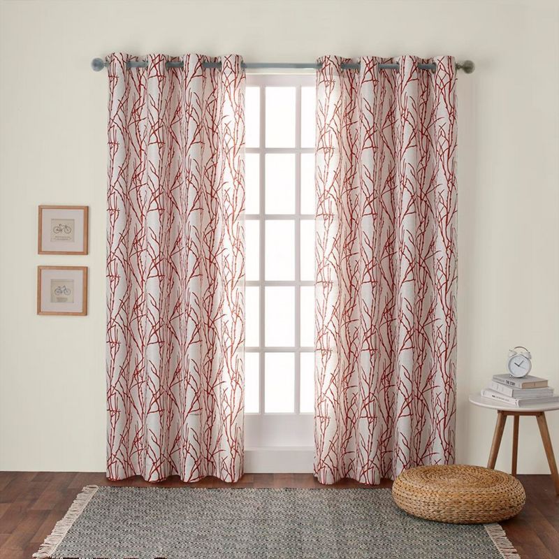 Mecca Orange Linen Blend Grommet Top Curtain Panel Pair
