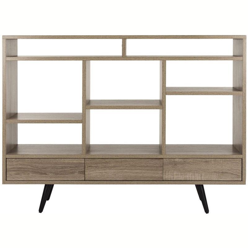 Dubai Collector's Fair Inspired Oak and Black Mid Century Etagere