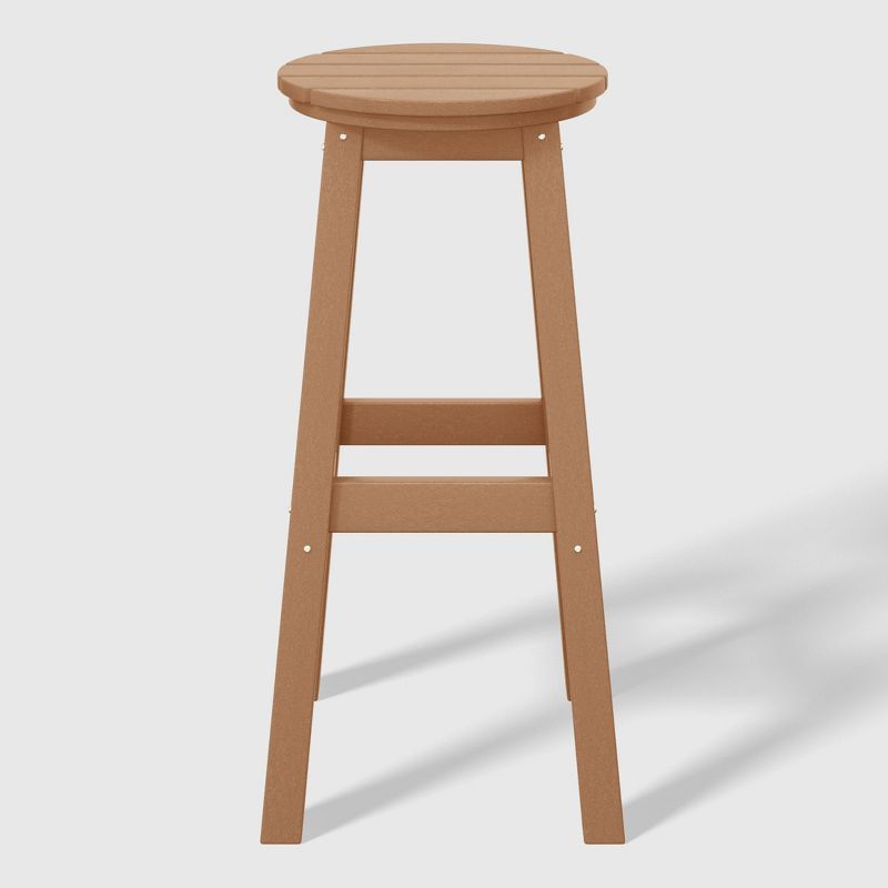 Teak 29" HDPE Outdoor Patio Backless Bar Stool