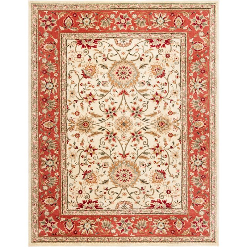 Ivory and Rust Hand-knotted Synthetic 6' x 9' Area Rug