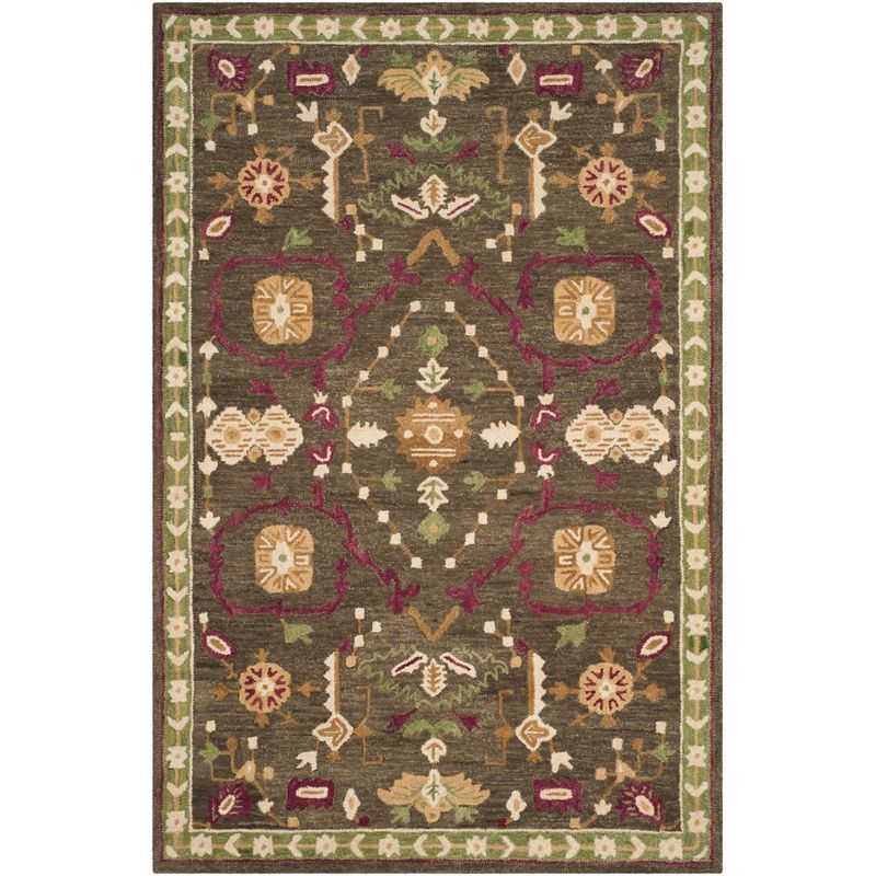 Handmade Ivory and Sage Wool Tufted Area Rug 6' x 9'