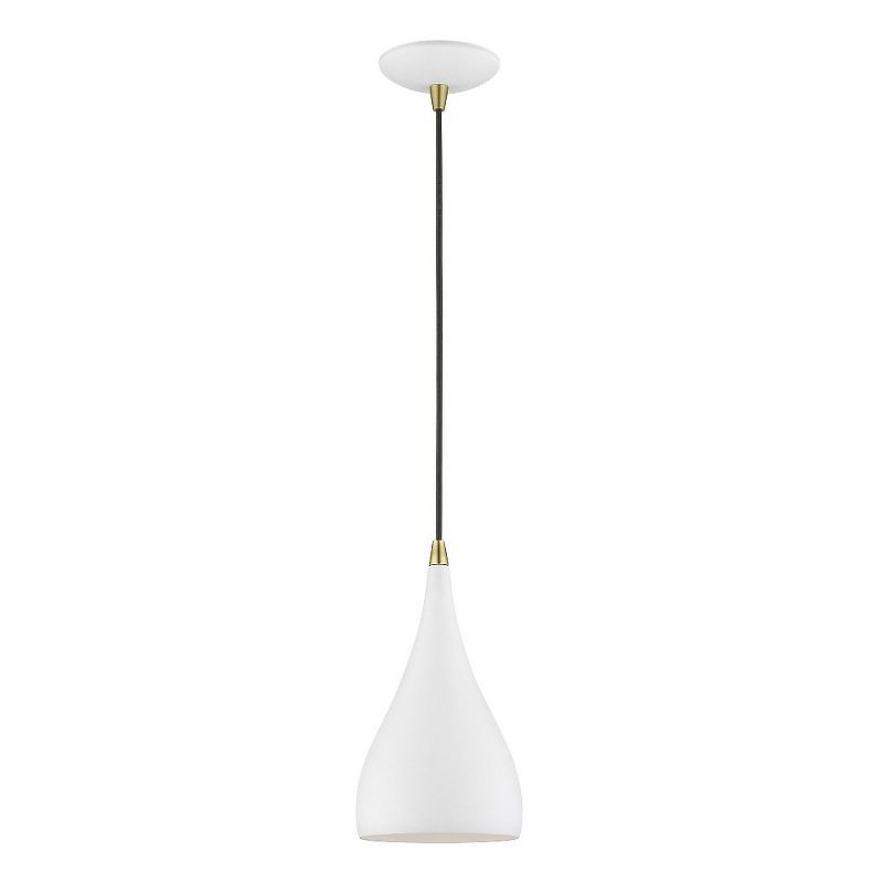 Amador Chic Mini Pendant in Textured White and Antique Brass