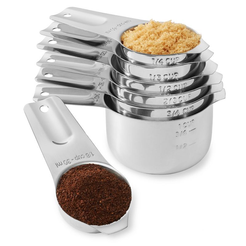 7-Piece Stainless Steel Measuring Cup Set with Coffee Scoop