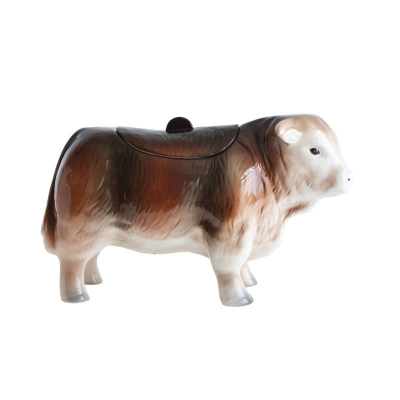 Vintage Black and Brown Ceramic Cow Cookie Jar