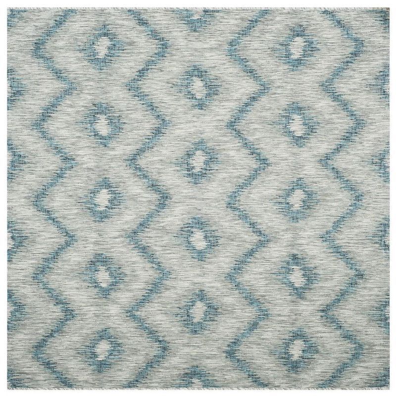 Gray and Taupe Geometric Low Pile Square Area Rug