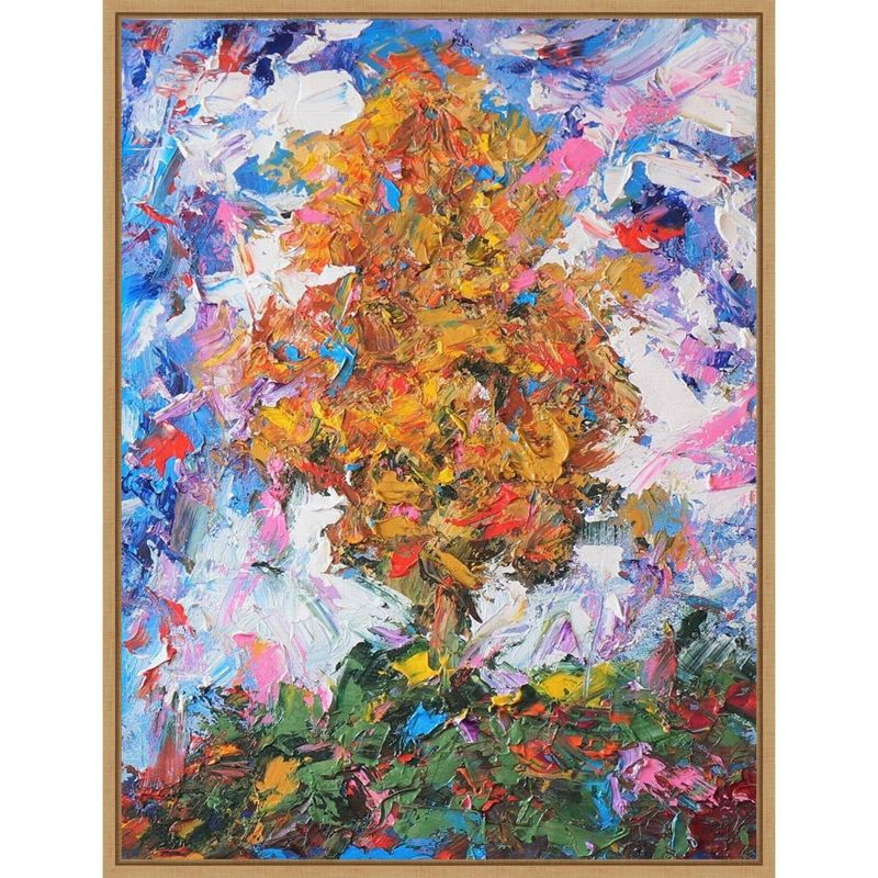 Vibrant Abstract Tree Canvas Wall Art with Float Frame