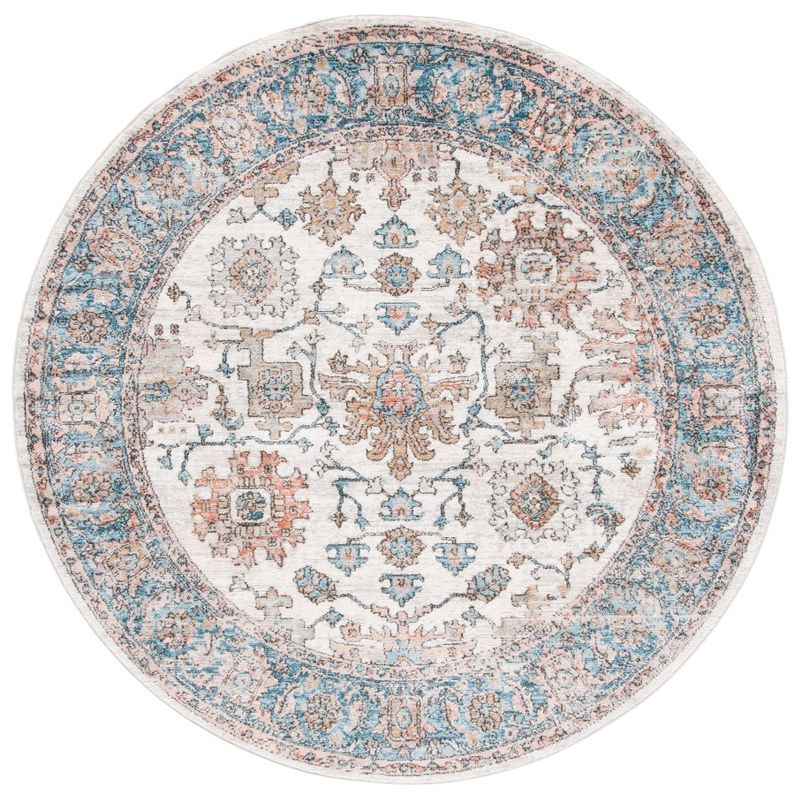 Shivan Blue and Gray Round Abstract Area Rug